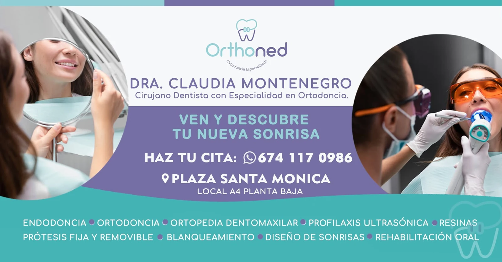 Portada de Orthoned publicada en enero de 2025, con su identidad, frase, contacto y servicios